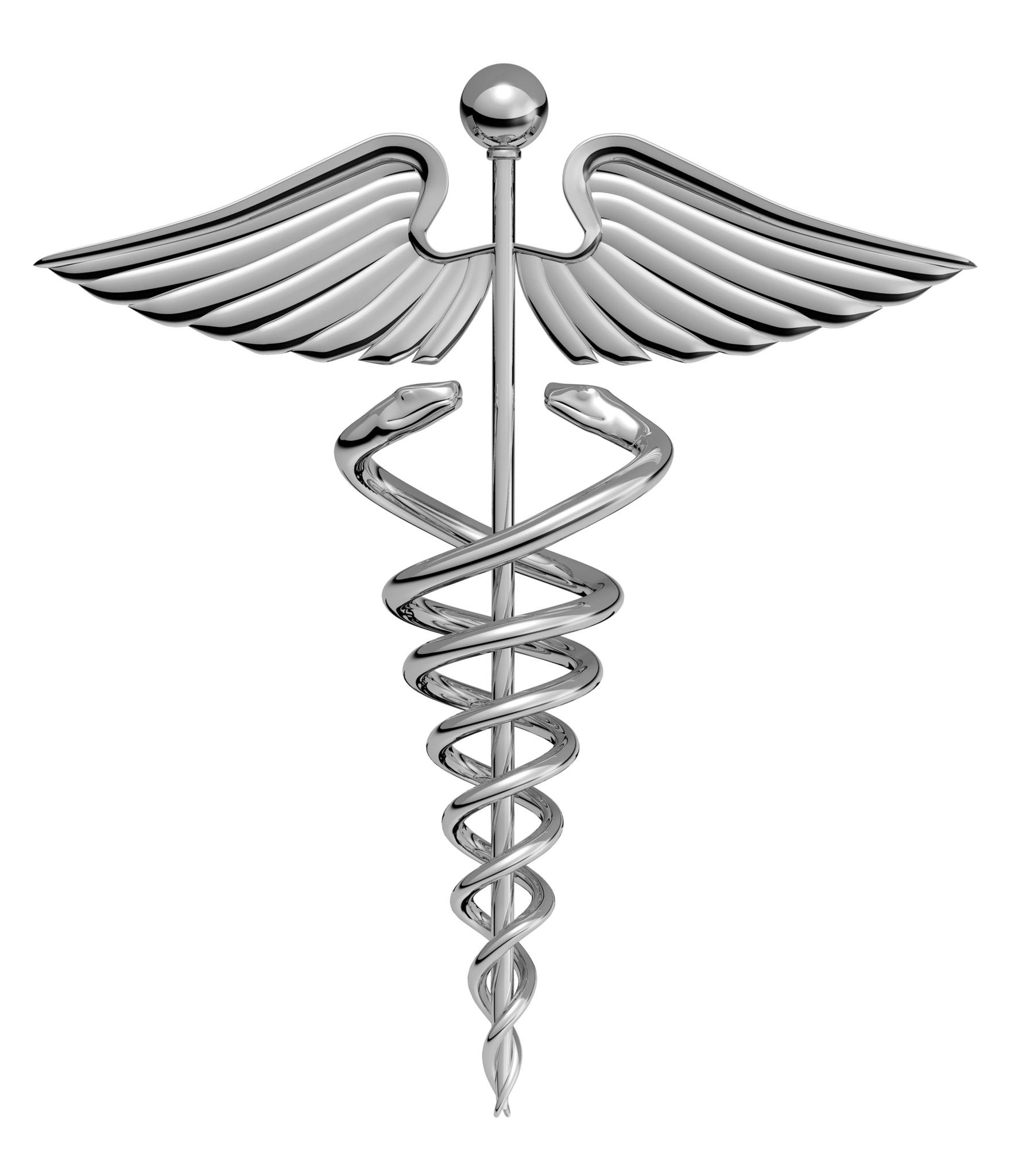 caduceus medical symbol chrome