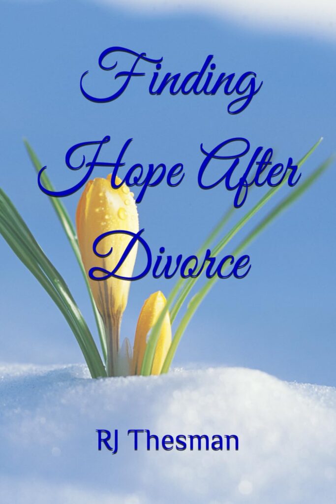 thumbnail Finding Hope After Divorce, blue cover with yellow crocus peeking through snow.