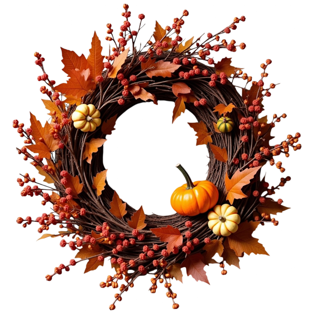 Thanksgiving Wreath on white background