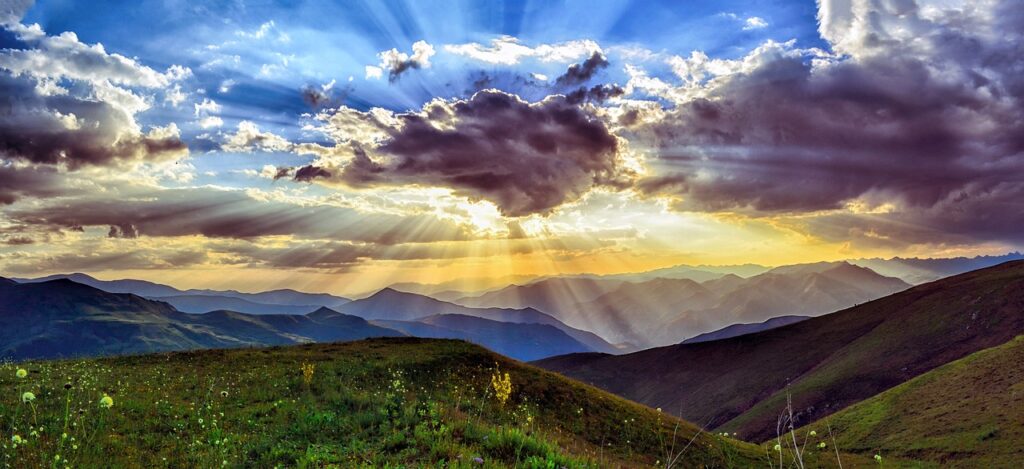 peaceful nature peaceful nature, sunset in the mountains