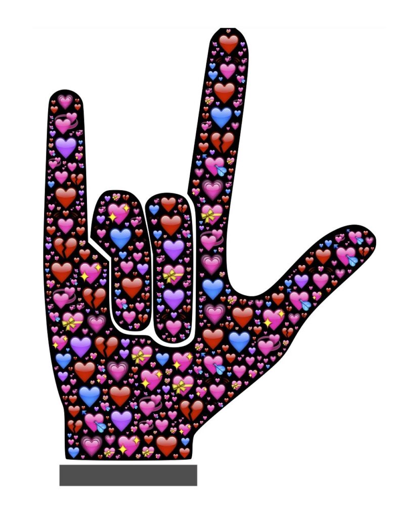 love sign love sign in multiple colors of hearts