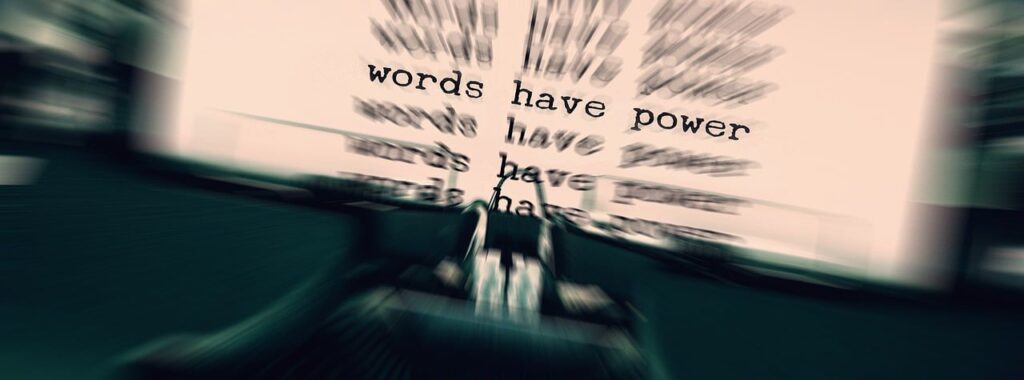 words have power old typewriter with caption 'words have power'